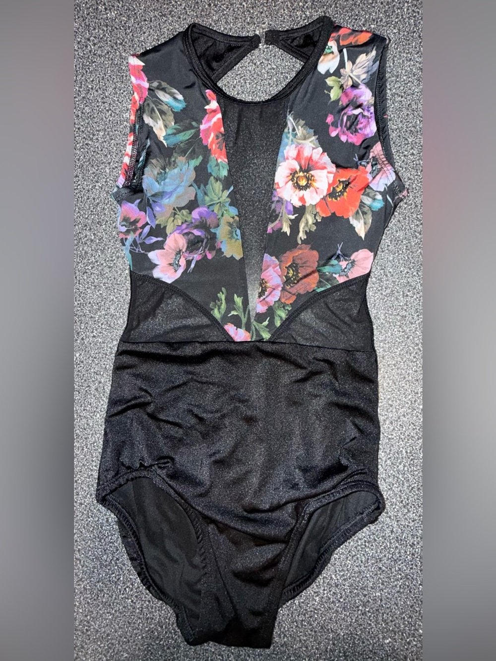 Chelsea B Dance Leotard Black/Floral Size Child Large
